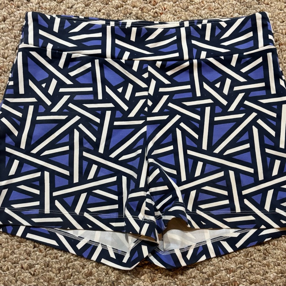 MAHI GOLD Blue and White Patterned Athletic Shorts
